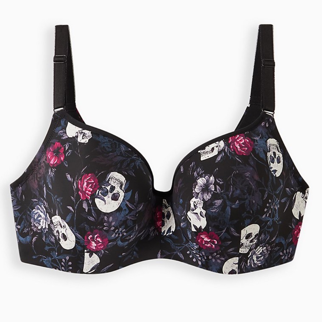 Nwt Torrid Full Coverage Balconette Bra Plus Size 40f, Lightly Lined Skull Rose